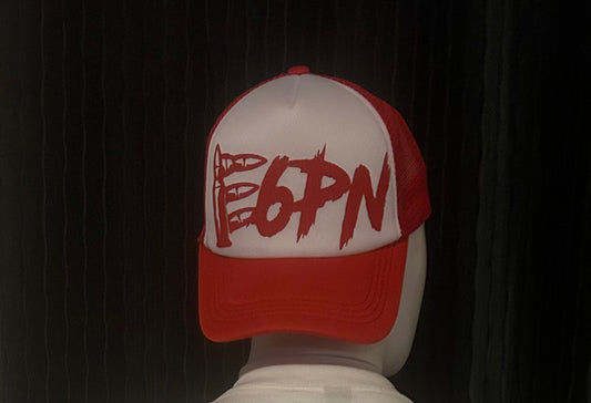 E6PN White and Red Snapback Cap