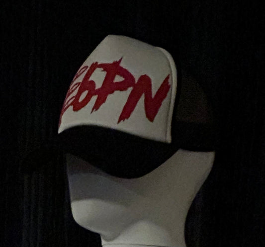 E6PN Black and White Snapback Cap